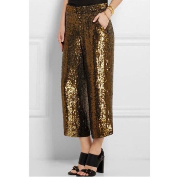 J. Crew Pants - J.Crew Gold Sequin Crop Pants Women Sparkle Party Holiday Evening Ankle Trouser